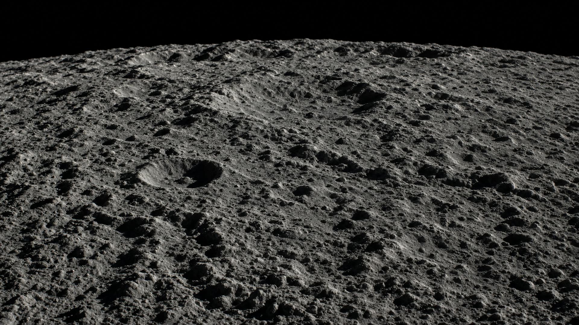Extreme telephoto of an untouched lunar crater floor